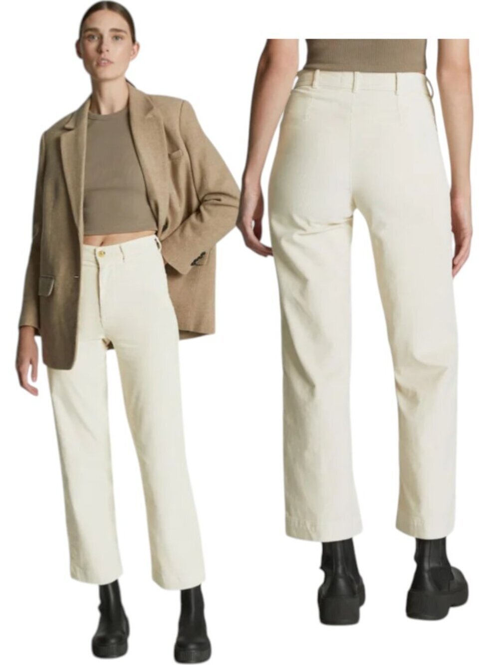 NWT Everlane The Corduroy Wide Leg Pant Size 8 High Rise Cream